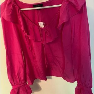 Hot Pink JCrew NWT XS Ruffle Women’s Long Sleeve Top